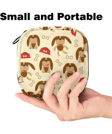 Cute Dog Bone Pattern Menstruation Pad Bag with Zipper - Stylish Napkin & Tampon Bag for Women & Girls | Color 7 - Buy Online on GoSupps.com