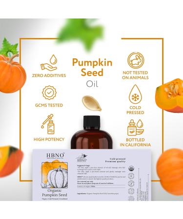 HBNO Organic Pumpkin Seed Oil - 16 oz (475ml) Value Size - Ideal for Salad dressings Lip balms Face wash Lotions and Skin care products. - Buy Online on GoSupps.com