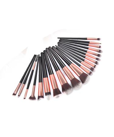 Soft Nylon Hair 20pcs Makeup Brush Set - Foundation & Loose Powder - Black Gold - Premium Quality - Buy Online on GoSupps.com