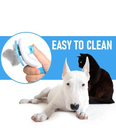 Cleanpets Self-Cleaning Dog & Cat Brush - Perfect for Short & Long Hair - Removes Undercoat - Blue - Buy Online on GoSupps.com