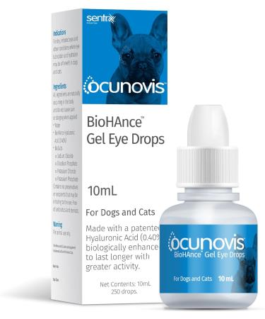 Sentrx Ocunovis Gel Eye Drops for Dogs & Cats Eye Lube for Dogs Allergy Relief Lubricant Dogs with Dry Eyes Artificial Tears - 0.33 Oz