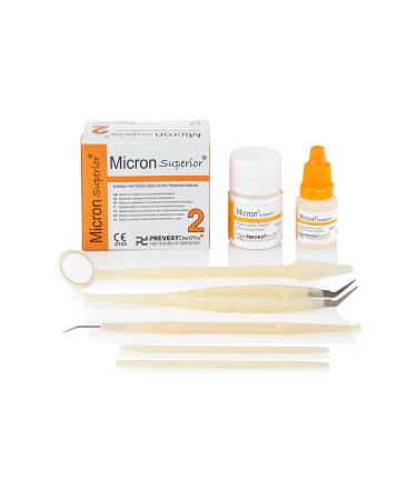 Prevest Denpro Micron Superior Glass Ionomer Dental Cement Type 2 Self-Adherent Radiopaque Dental Filling Permanent Restoration A2 Natural Shade High Compressive Strength Tooth Filling Repair Kit