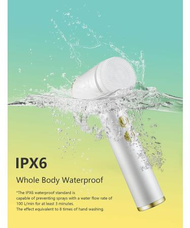 BSROLUNA 6 in 1 Face Brushes for Cleansing and Exfoliating | Rechargeable Electric Facial Cleansing Brush with LED Display and 6 Heads - Milk White - Buy Online on GoSupps.com