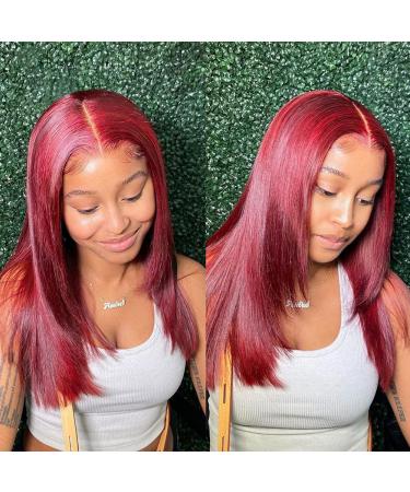 Burgundy Wine Red Silky Straight 22 Lace Front Brazilian Human Hair Wig - Pre Plucked Remy 180% Density - Buy Online on GoSupps.com