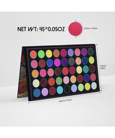 EYESEEK Colorful Eyeshadow Palette Set + Brush | 45 Bright Matte Shades | High Pigmented, Waterproof | Halloween Makeup Gift - Buy Online on GoSupps.com