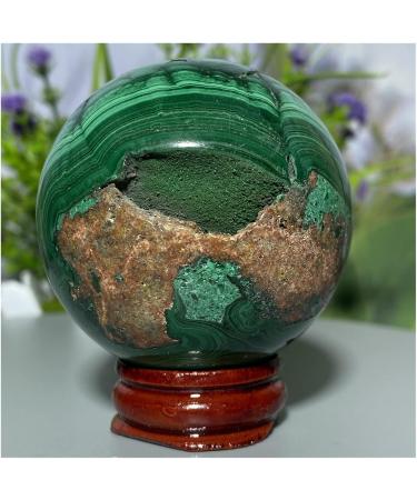 Natural Sphere Green Malachite Crystal Ball Natural Geode Hand Polished Gift Stone Home Decoration 1pc 350-370g - Buy Online on GoSupps.com