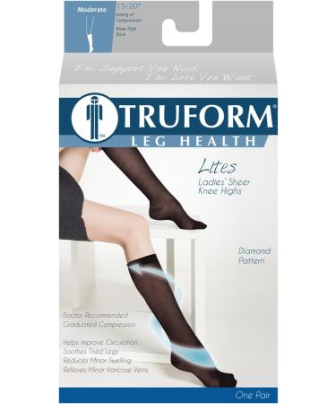 Truform Sheer Compression Stockings for Women - 15-20 mmHg Knee High Diamond Pattern Espresso - Small Size (1 Pair - Buy Online on GoSupps.com