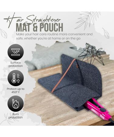 Glamza Hair Straightener Mat & Pouch - Made from Heat Resistant Safety Felt - Ideal for Home & Travel (Dark Grey (Pouchy)) - Buy Online on GoSupps.com