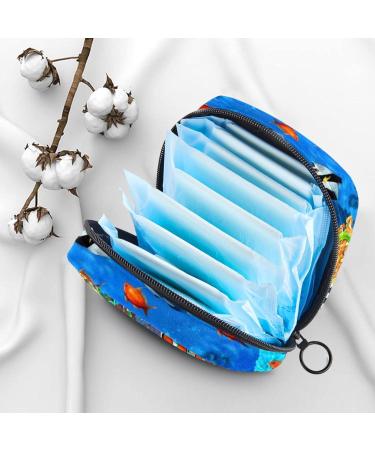 Stylish Menstruation Pad Bag with Zipper | Women's Napkin & Tampon Collection Bag - Underwater Fish Design - Buy Online on GoSupps.com