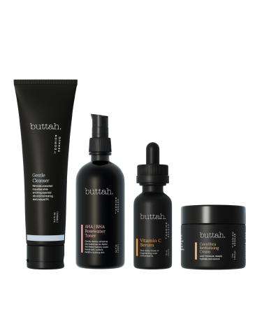 Buttah Skin Supreme Kit for Melanin Rich Skin | CocoShea Revitalizing Cream 2 oz | Vitamin C Serum 1 oz | Cleanser 3.4 oz | Rosewater Toner 3.4 oz | Black Owned Skincare