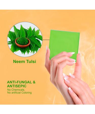 Neem Tulsi Handmade Natural Soap - Moisturizing Bar for Men & Women | 3-Pack | Eco-Friendly Organic Skincare - Buy Online on GoSupps.com
