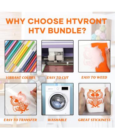 HTVRONT Heat Transfer Vinyl Bundle - 20 Pack 12'' x 3FT Rolls - Easy Cutting Iron On Vinyl for Cricut - Assorted Colors HTV Bundle - Buy Online on GoSupps.com