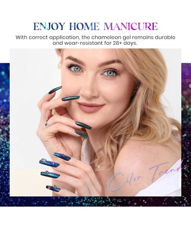 MIZHSE 8 Colors Chameleon Gel Nail Polish Glitter Gel Polish Set Shimmer Iridescent Color Blue Green Purple Shiny Nail Gel Soak Off Nail Art Salon Home - Buy Online on GoSupps.com