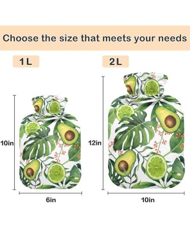 Naanle Watercolor Heat Bottle - Palm Leaf & Avocado | 1L Hot Water Bottle for Bed Hands & Feet | Heat & Cold Therapy - Buy Online on GoSupps.com