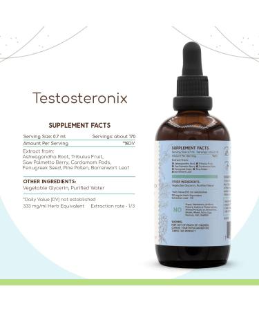 HerbEra Testosteronix B120 Alcohol-Free Extract, Concentrated Liquid Drops: Ashwagandha, Tribulus Fruit, Saw Palmetto Berry, Cardamom Pods, Barrenwort, Fenugreek. Pine Pollen. Testosterone Blend 4 Oz 4 Fl Oz (Pack of 1) - Buy Online on GoSupps.com