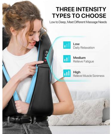 AllJOy Shiatsu Neck & Shoulder Massage Device with Heat - Electric Back Massager for Home & Office | Perfect Gift for Men - Dark Blue - Buy Online on GoSupps.com