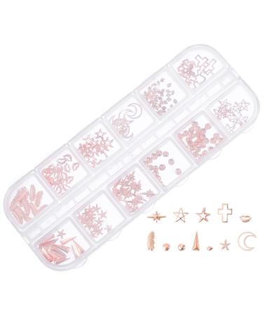 Lurrose 1 Box Nail Art Accessories shiny glass nail beads flat back gems nails decoration kit nail embellishments nail rhinestones for acrylic nails DIY Nail Art Diamond 3d boxed sticker Rose Gold