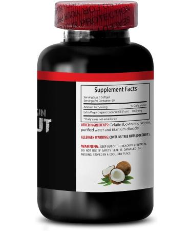Extra Virgin Coconut Oil Softgels 3000mg - Weight Loss & Memory Support Supplement - 60 Gels - Buy Online on GoSupps.com