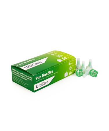 UltiCare Insulin Pen Needles for at-Home Insulin Injections, Compatible with Most Pen Injector Devices, Size: 4mm (5/32) x 32G Micro, 50 Count