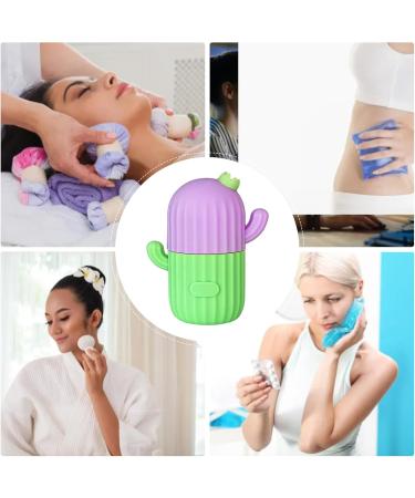 NEFLUM CAKTUS-EISROLLER: GUA-SHA Facial Roller & Ice Cube Maker for Swelling Relief | Beauty Skin Care Tool - Food-Safe Silicone in Green/Violet - Buy Online on GoSupps.com