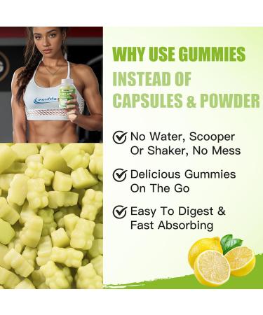 Creatine Monohydrate Gummies - Sugar Free 5g Chewable Supplement for Men & Women - 90 Count Lemon Flavored - Buy Online on GoSupps.com