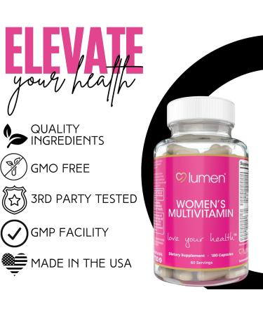 Lumen Naturals Women's Multivitamin Vitamin B12 A C D & E - 180 Count - 60 Servings - Veggie Capsules - Buy Online on GoSupps.com