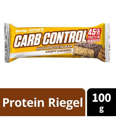 Body Attack Carb Control Protein Bar - Crispy Caramel 15x100g Box | High Protein Low Carb Snack for International Shipping - Buy Online on GoSupps.com