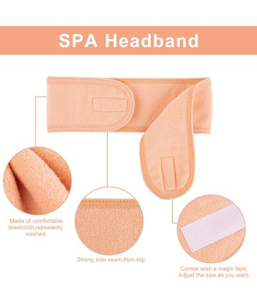 Whaline Spa Facial Headband 4 Packs - Adjustable Terry Cloth for Bath, Makeup & Sport (Living Coral) - Buy Online on GoSupps.com