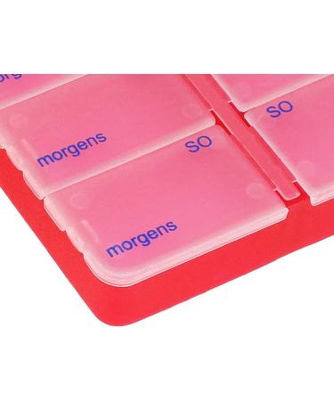 Shop Com-Four 7-Day Pill Box - Dual Compartment Medication Organizer | Red Tablet Doser for Easy Storage - Buy Online on GoSupps.com