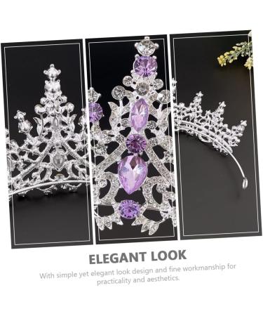 Purple Crystal Crown Tiara for Bridal Women Tiara Bridal Headpieces for Party Wedding Bridal Headband Bride Headdress Bridal Tiara Shiny Headband Wedding Bridal Hair Decor Tiaras 18X18CM Silver - Buy Online on GoSupps.com