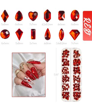 120pcs Red Rhinestones Nail Charms - Siam Red Crystal Flatback Gems for Nail Art & Crafts - Buy Online on GoSupps.com