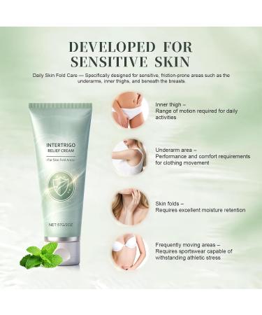 2PC Intertrigo Cream Skin Fold Care & Chafing Support Cream with Zinc Oxide & Undecylenic Acid Non-Steroid Formula to Soothe Irritated Skin & Reduce Moisture and Friction - Buy Online on GoSupps.com
