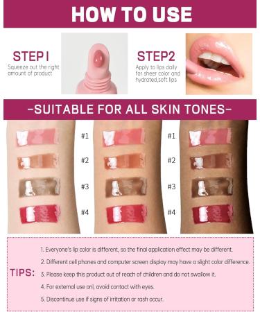 Tinted Lip Balm Kit-4Pcs Peptide Hydrating Lip Tint Moisturizer Jelly Lip Treatment Balm Non-Stick Lip Care Glow Reviver Lip Oil Yummy Glowy Lip Gloss Christmas Makeup Gift for Women-Set C Setc-01+02+03+04 - Buy Online on GoSupps.com