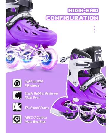 METROLLER Adjustable Inline Skates | Light Up Wheels | Beginner Skates for Kids & Adults | Purple | Sizes 4-7 US - Buy Online on GoSupps.com