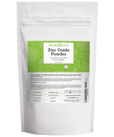 Sky Organics Zinc Oxide Powder for Body  100% Pure Non-Nano & Uncoated for DIY  16 Oz.