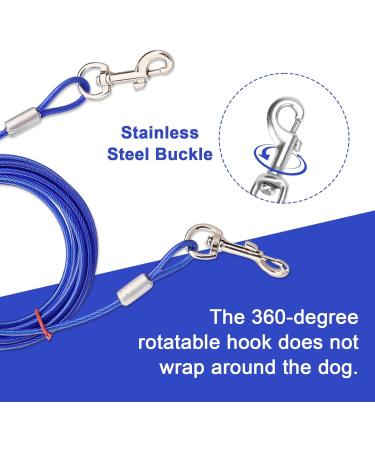 Dog Lace Cable Heavy Duty Dog Tie-Out Cable Chewing Resistant With 360 Swivel Lockable Hook Dog Lace Cable for Outdoor Use (3m Blue) - Buy Online on GoSupps.com