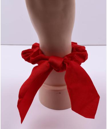 Mytoptrendz Bow Knot Scrunchie Silk Satin Ponytail Holders Girls Boho Ponytail Bun Hair Band Women Hair Ties (Red) - Buy Online on GoSupps.com