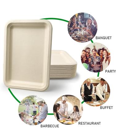 50 Pack 14 Inch Disposable Food Trays Heavy Duty Large Paper Plates Compostable Platters Plates Eco-Friendly for Crawfish Crab Lobster Seafood BBQ Cookies Boil Party Supplies - Beige - Buy Online on GoSupps.com
