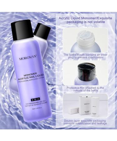 Morovan Non-Yellow Acrylic Nail Liquid 2PCS 2.5OZ - Medium Drying Time - For Acrylic Powder - Non-Yellow Nail Monomer Liquid - Buy Online on GoSupps.com