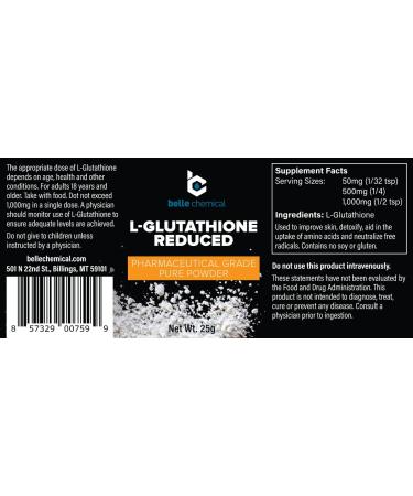 Pure L-Glutathione Reduced 25g - Pharmaceutical Grade Supplement - Buy Online on GoSupps.com