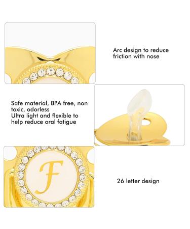 Glittering Golden Baby Pacifier with Clips - Curved Design 26 Letters for 6-18 Months (Letter F) - International Shipping - Buy Online on GoSupps.com