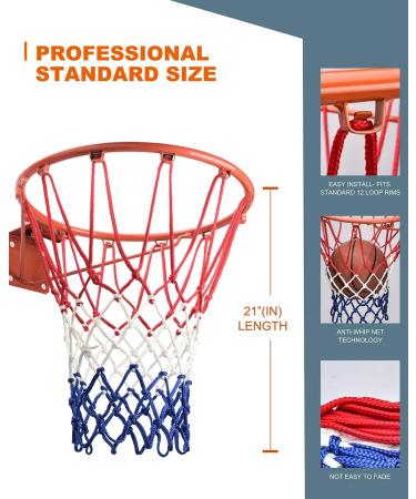 XXXYYY Basketball Net Replacement | Heavy Duty 6.88 Ounce Professional Quality | Fits Standard Rim | All Weather Anti Whip - 12 Loops | Outdoor Indoor (Red White Blue) - Buy Online on GoSupps.com