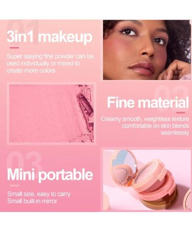  Rubu22a 3-Color Eyeshadow Palette Long-Lasting Smudge-Proof Blendable 3-in-1 Cream Blush with Matte Finish Face Makeup Palette (C) - Buy Online on GoSupps.com