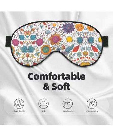 Unisex Colorful Hand Drawn Feathers Sleep Eye Mask - Soft Comfort Eye Shade for Travel Yoga & Shift Work - Buy Online on GoSupps.com