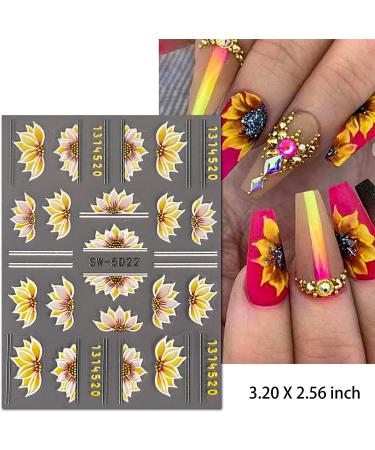 FULDGAENR 5D Embossed Flower Nail Stickers - Self Adhesive Botanical Designs for Nail Art - Buy Online on GoSupps.com