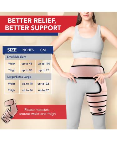 Doctor Developed Hip Support Brace for Piriformis Syndrome & Sciatica Pain Relief - Thigh Compression Sleeve for Hamstring Support - Hip Brace for Women & Men - Includes Doctor Handbook - L/XL Pink - Buy Online on GoSupps.com
