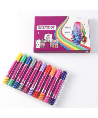 Lot de 10 b tons de coloration temporaire pour cheveux lavables pour filles - Marqueurs cr atifs - Cadeau d'anniversaire r utilisable