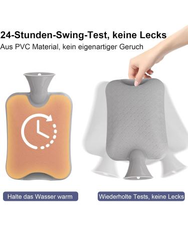 Buy 1.5L Heat Bottle with Soft Waist Cover | Hot Water Bag for Pain Relief - Gray Neutral - Fast International Shipping - Buy Online on GoSupps.com