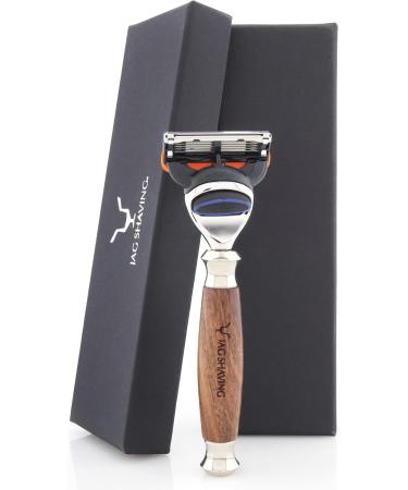 Jag Shaving Razor Set - Premium 4-Part Shaving Set with Black Synthetic Hair Brush Stainless Steel & Wood Rack Shaving Bowl | International Shipping Available - Buy Online on GoSupps.com