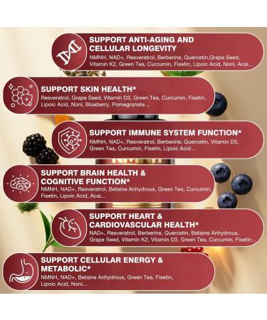 19 in 1 NMNH (Dihydronicotinamide Mononucleotide) 1000mg Per Serving Nad Supplement Boost NAD+ Levels Nad Resveratrol Supplement with Quercetin Vitamin D3 K2 Healthy Aging Energy 90 Capsules 90 Count (Pack of 1) Red - Buy Online on GoSupps.com
